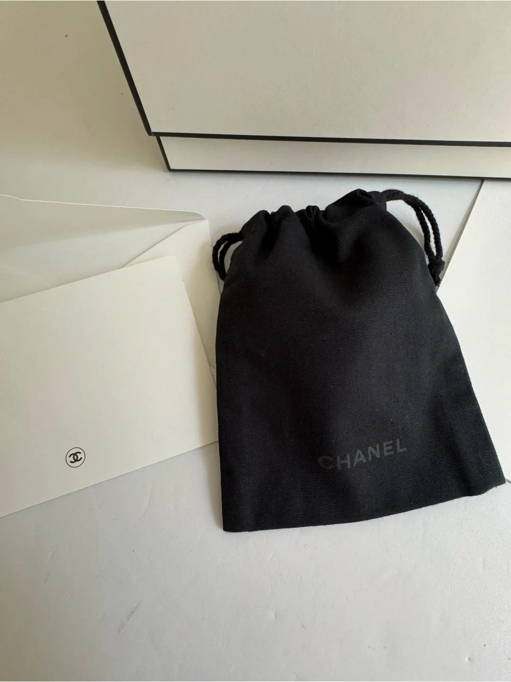 CHANEL Empty Gift Box Set Pouch Tissue Card Envelope Packaging 8 5/8 x 8 5/8 x 4